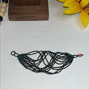 Elegant Black and Turquoise Green Beaded Bracelet